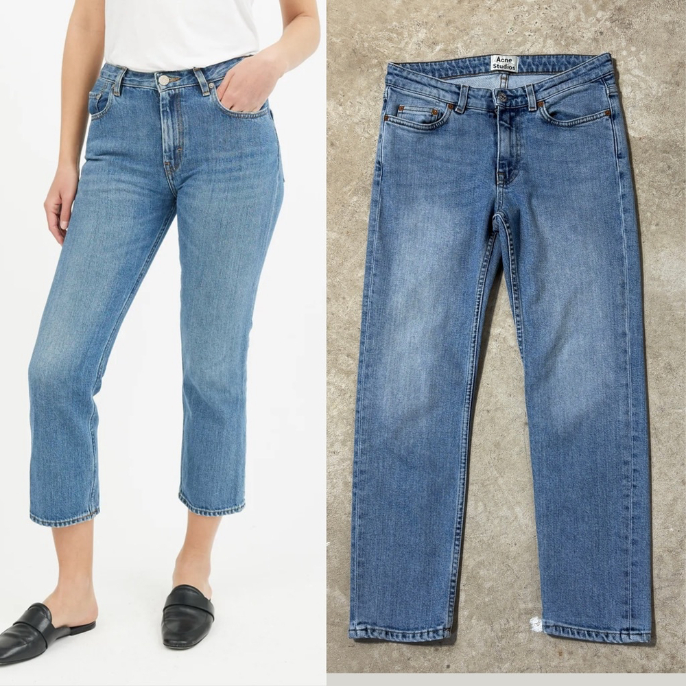 Acne Studios Blue Jeans Women’s Size 25 Row Clean Lt Vtg Cropped Zipper Fly